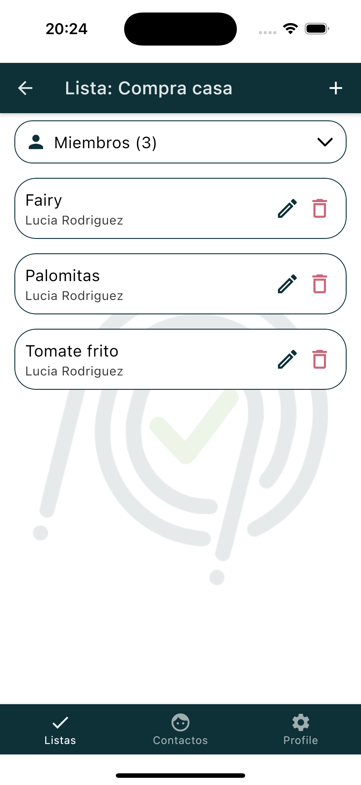 App screen 2: Creación de una nueva lista